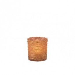 Teelichthalter Linien Glänzend Glas Terracotta/Gold Small