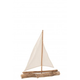 Holz Segelboot Badezimmer Wohnzimmer natur/beige/braun/weiß M (51x8x77