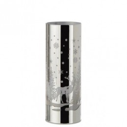 Dekoration Zylinder Led Glas Winter Silber Large