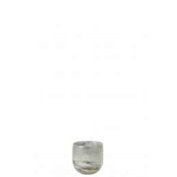 Wunderschönes zeitloses Windlicht Teelichthalter grau/silber M (11x11x10