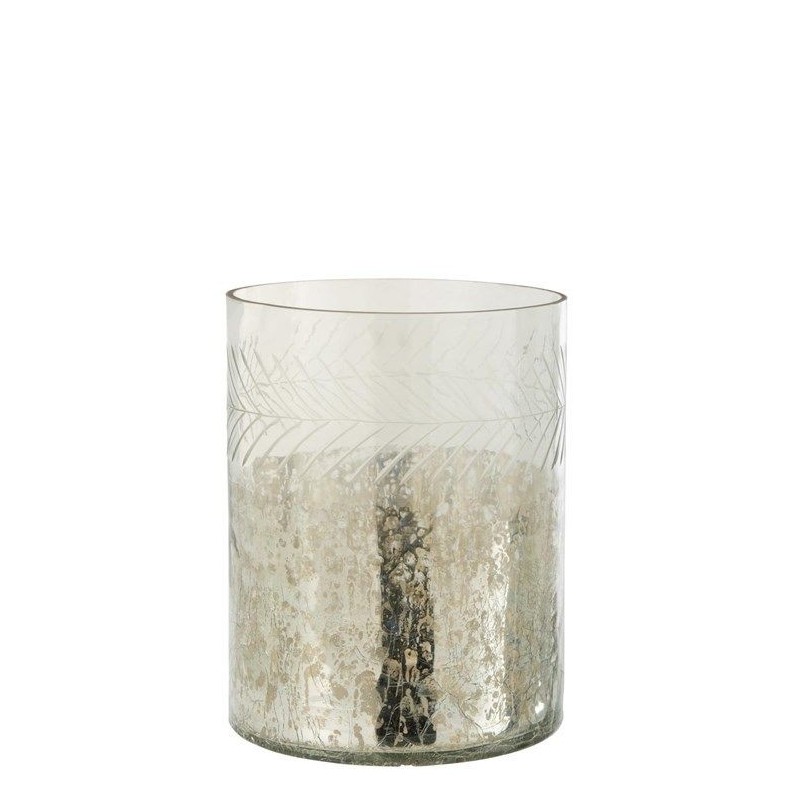 Windlicht Klassisch Crackle Glas Transparent/Silber Large