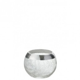 Windlicht Kugel Craquele Glas Transparent/Silber Small 