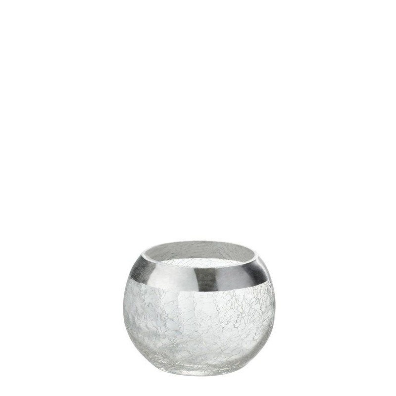 Windlicht Kugel Craquele Glas Transparent/Silber Small 