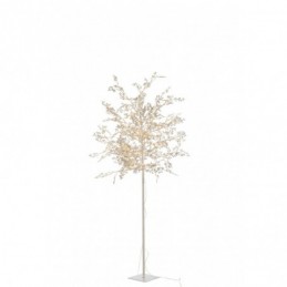 Baum Blätter Glitter+Led Metall Silber Large