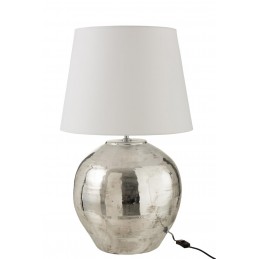 Wunderschöne Moderne Tischlampe mit weißem Schirm weiß/silber (37x37x73cm)