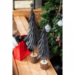 Weihnachtsbaum Metall Paillette Schwarz Small