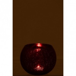 Windlicht kugelförmig rissiges Design aus Glas glänzend rot M