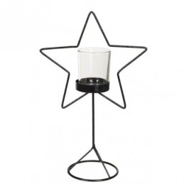 Schlichter Teelichthalter/Kerzenhalter Stern aus Metall schwarz