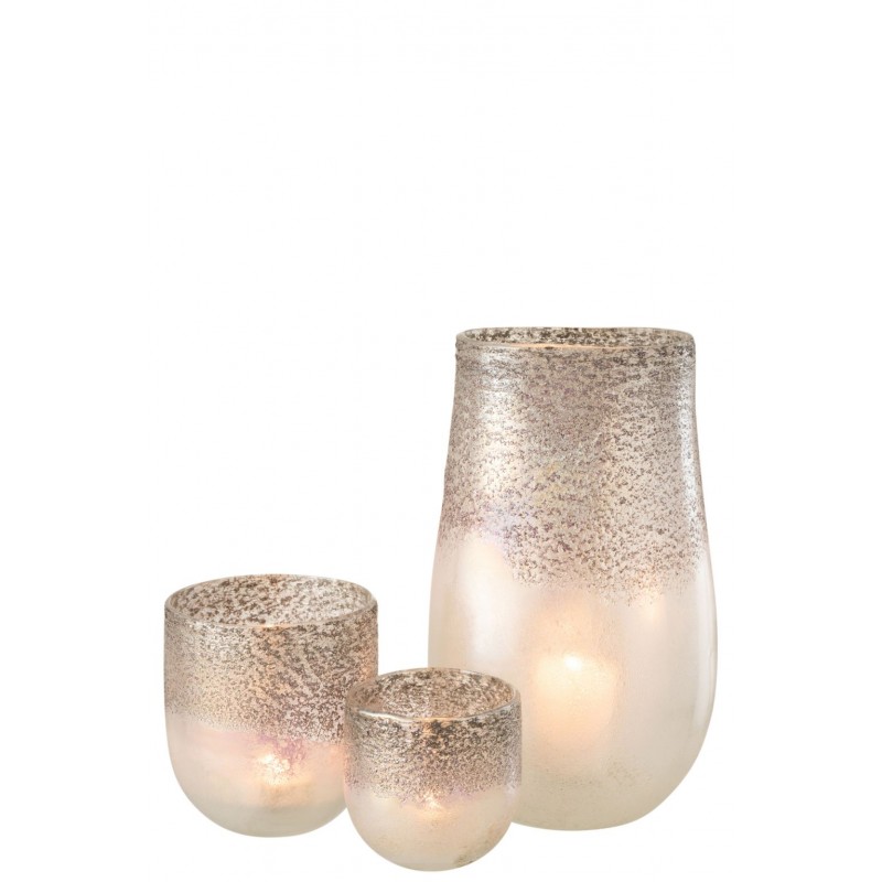 + Vase 3er grau/beige/rosa Milano aus Set Glas Kerzenhalter
