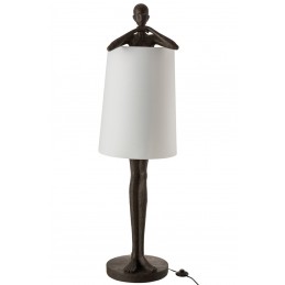 Wunderschöne Stehlampe mit weißem Lampenschirm braun/weiß (46x43x141cm)