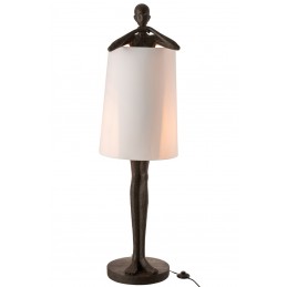 Wunderschöne Stehlampe mit weißem Lampenschirm braun/weiß (46x43x141cm)