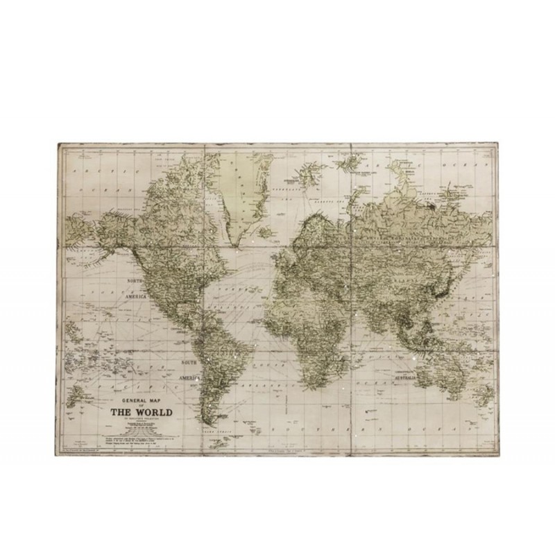 Wanddeko Große Weltkarte aus Metall schwarz/kaki (127x3