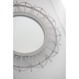 Runder Spiegel aus Bambus weiß (60x2x60cm)