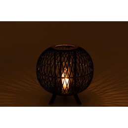 Kugel Laterne aus Bambus mit Kerzenhalter schwarz L (43x43x43cm)