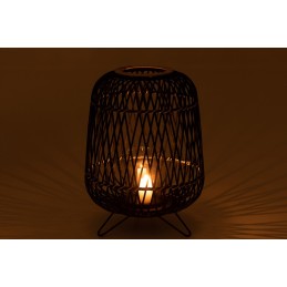 Laterne aus Bambus mit Kerzenhalter schwarz L (41x41x57cm)