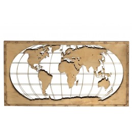 Große Weltkarte aus Spiegel Cognac (150x3