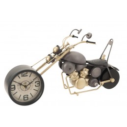 Antike Standuhr Motorrad aus Metall schwarz/grau/gold (44x16x25cm)